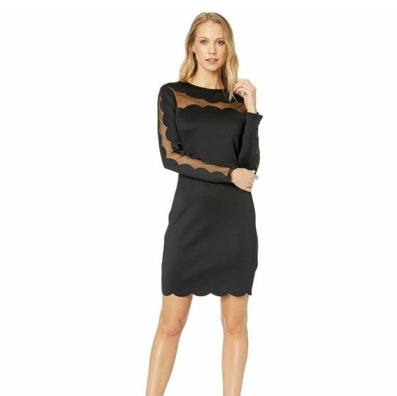 Ted Baker Dresses & Skirts - TED BAKER SERENTY SCALLOPED ILLUSIONS BLACK BODYCON DRESS sz  4/ 10 US